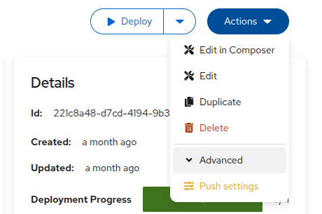 a state transfer in the Actions menu