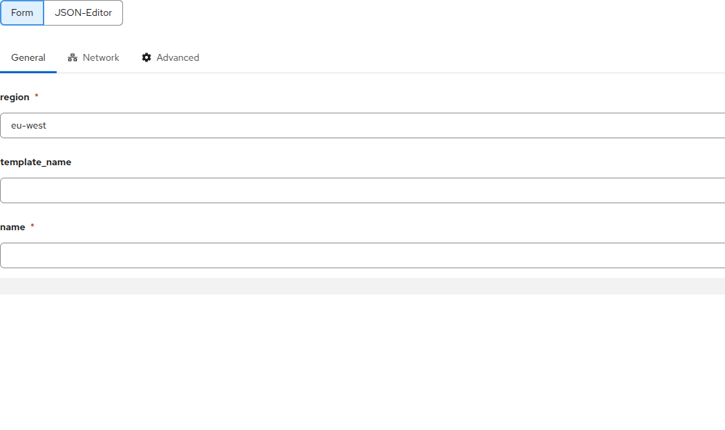 a service form split into tabs